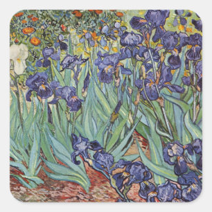 Van Gogh Irises Impressionist Painting Quadratischer Aufkleber