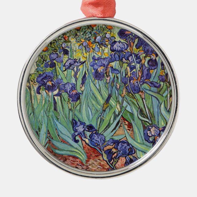Van Gogh Irises Impressionist Painting Silbernes Ornament (Vorne)
