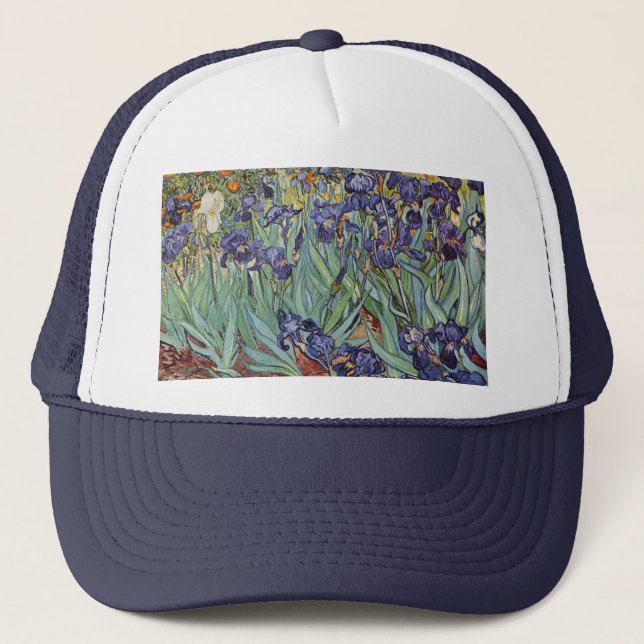 Van Gogh Irises Impressionist Painting Truckerkappe (Vorderseite)