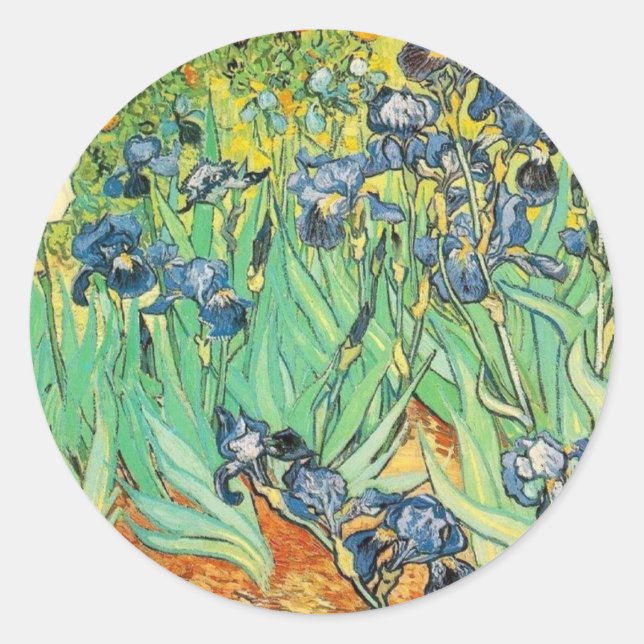 Van Gogh Irises Runder Aufkleber (Vorderseite)