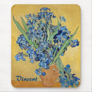 Van Gogh Irises Vase Blue Floral Bouquet Fine Art Mousepad