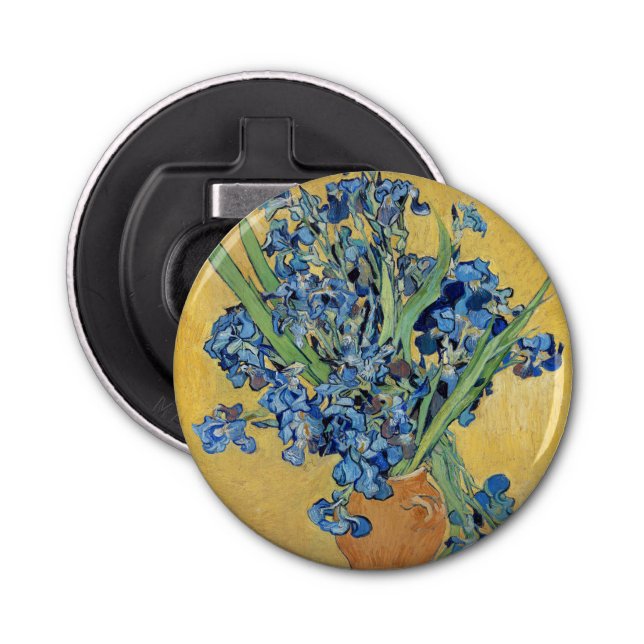 Van Gogh Irises Vase Blue Flowers Bouquet Fine Art Flaschenöffner (Vorderseite)