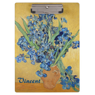 Van Gogh Irises Vase Blue Flowers Bouquet Fine Art Klemmbrett