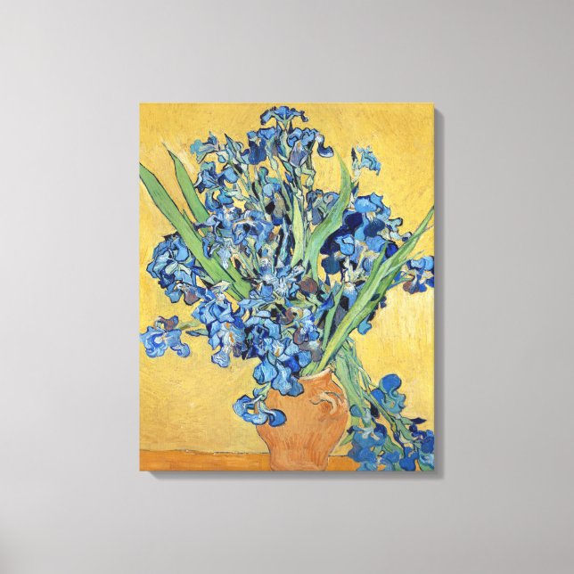 Van Gogh Irises Vase Blue Flowers Bouquet Fine Art Leinwanddruck (Vorderseite)