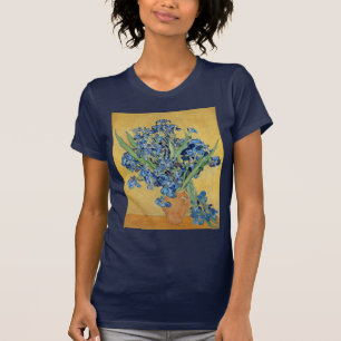 Van Gogh Irises Vase Blue Flowers Vintag Art T-Shirt