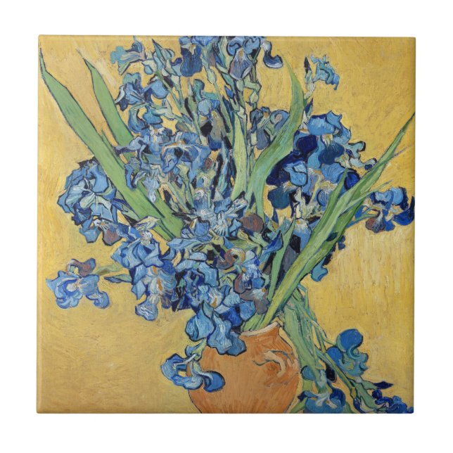 Van Gogh Irises Vase Blume Floral Still Life Art Fliese (Vorderseite)