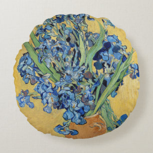 Van Gogh Irises Vase Gold Wall Blue Blumen Kunst Rundes Kissen