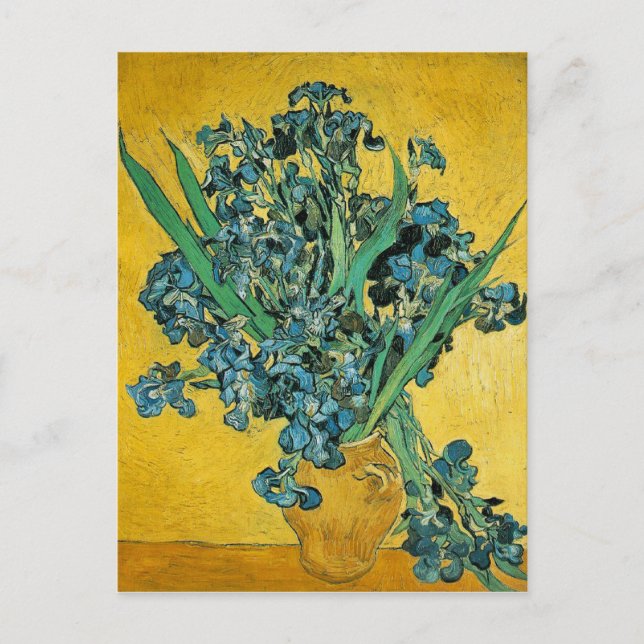 Van Gogh Irises Vase Yellow Floral Painting Postkarte (Vorderseite)