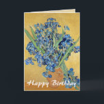 Van Gogh Irises Vasen-blauen Karte<br><div class="desc">Vincent van Gogh (Holländer, 1853 - 1890) Iris (im Vase mit gelbem Hintergrund), 1890, Öl auf Leinwand Öl auf Leinwand, 92, 7 Museum cm x 73, 9 cm Van Gogh, Amsterdam (Vincent van Gogh Grundlage) gemalt im psychiatrischen Krankenhaus am Heiligen-Rémy, Van Gogh benutzte Iris als Farbstudie. Er erzielt einen starken...</div>
