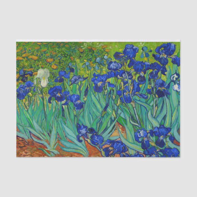 Van Gogh Irises Vintages Blumenblau Seidenpapier (Vorderseite)