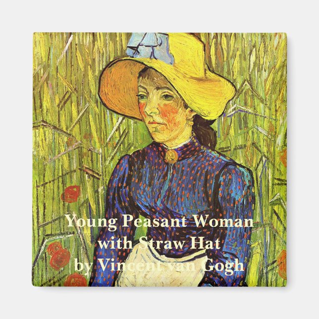 Van Gogh, Junge Bäuerin mit Strohhut Magnet (Vorne)