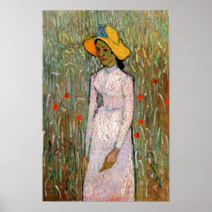 Van Gogh, junges Mädchen Stehend; Hintergrund von Poster