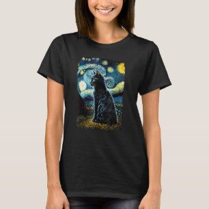 Van Gogh Katze T-Shirt, Sternennacht Katze, Damen T-Shirt