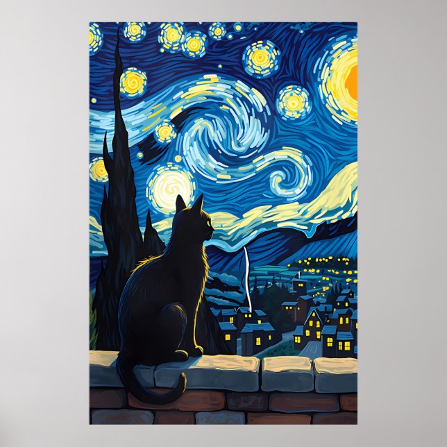 Van-Gogh-Katzen-Kunst Poster (Vorne)