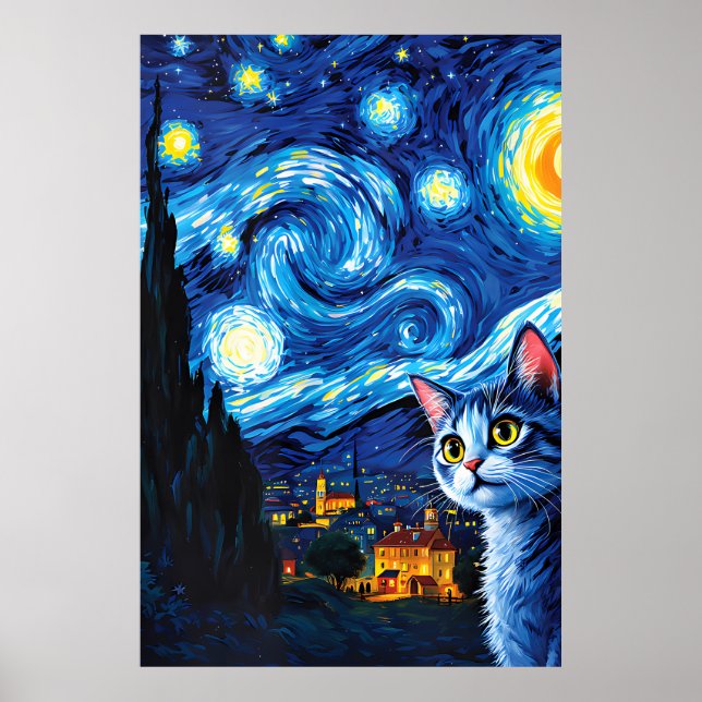 Van-Gogh-Katzen-Kunst Poster (Vorne)