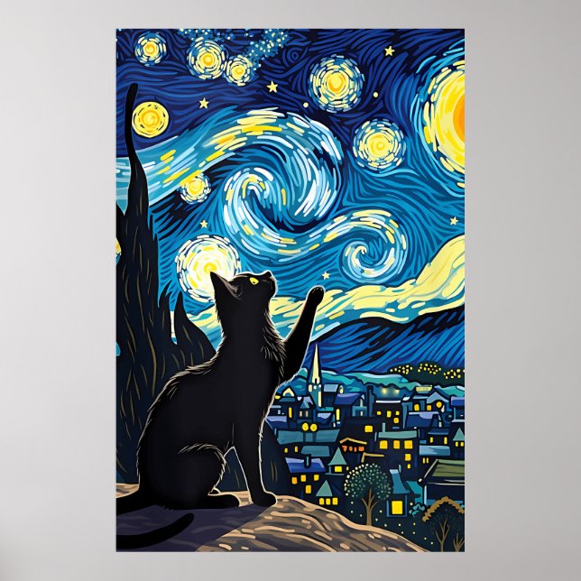 Van-Gogh-Katzen-Kunst Poster (Vorne)