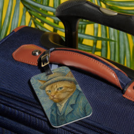 Van Gogh Katzen Selbstporträt Vintage Kunst Parodi Gepäckanhänger