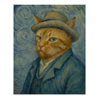 Van Gogh Katzen-Selbstporträt Vintage-Kunstparodie