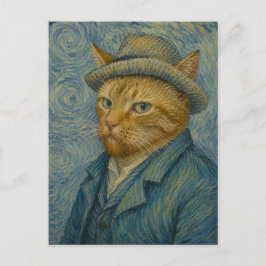 Van Gogh Katzen-Selbstporträt Vintage-Kunstparodie Postkarte