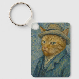 Van Gogh Katzen-Selbstporträt Vintage-Kunstparodie Schlüsselanhänger