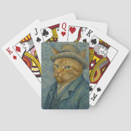Van Gogh Katzen-Selbstporträt Vintage-Kunstparodie Spielkarten