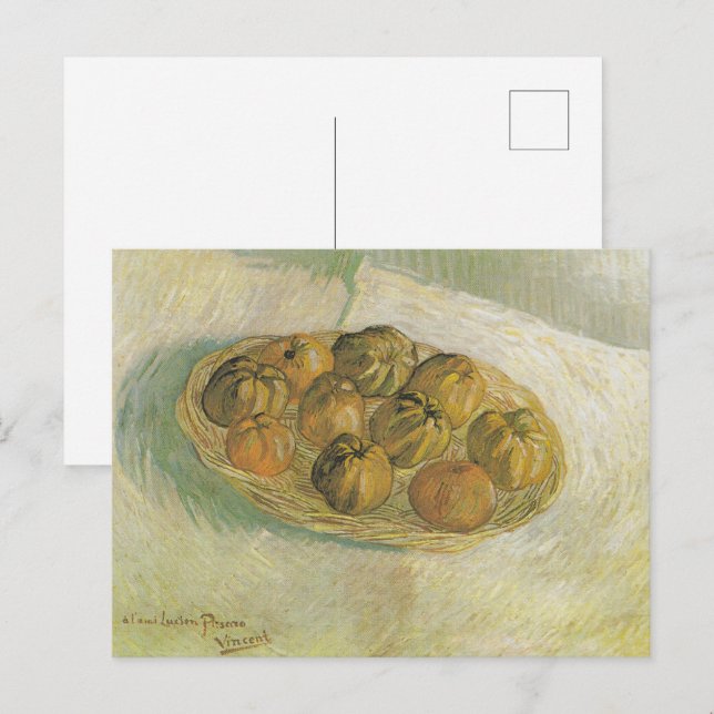 Van Gogh Korb mit Äpfeln - Klassisches Stilleben Postkarte (Vorne/Hinten)