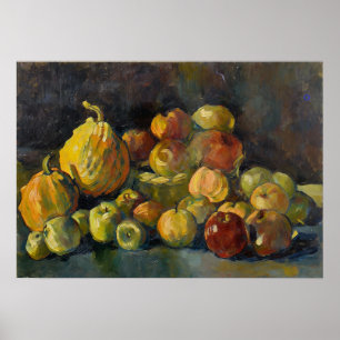 Van Gogh Korb mit Äpfeln und zwei Kürbissen Poster