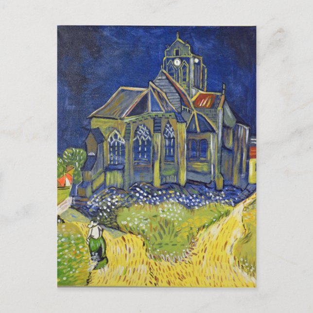 Van Gogh Kunstreproduktion, Die Kirche bei Auvers Postkarte (Vorderseite)