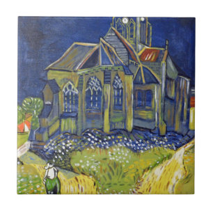 Van Gogh Kunstreproduktion,  Die Kirche in Auvers Fliese