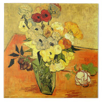 Van Gogh Kunstwerk, Japanische Vase mit Rosen,