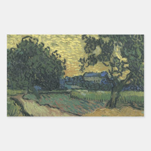 Van Gogh Landscape bei Twilight Rechteckiger Aufkleber