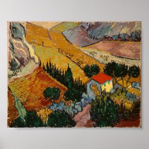 Van Gogh Landscape mit House und Plowman Poster
