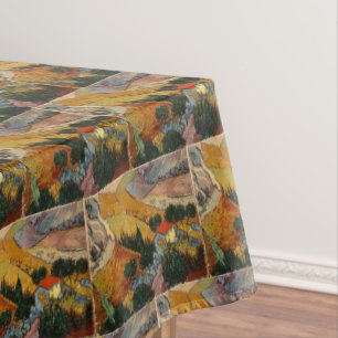 Van Gogh Landscape mit House und Plowman Tischdecke