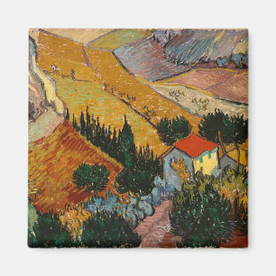 Van Gogh Landschaft mit Haus und Pflüger Magnet