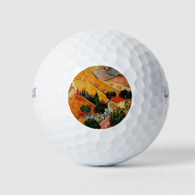 Van Gogh - Landschaft mit Häusern und Plowman Golfball (Vorderseite)