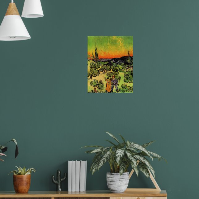 Van Gogh - Landschaft mit spazierendem Paar Poster (Wohnzimmer 1)