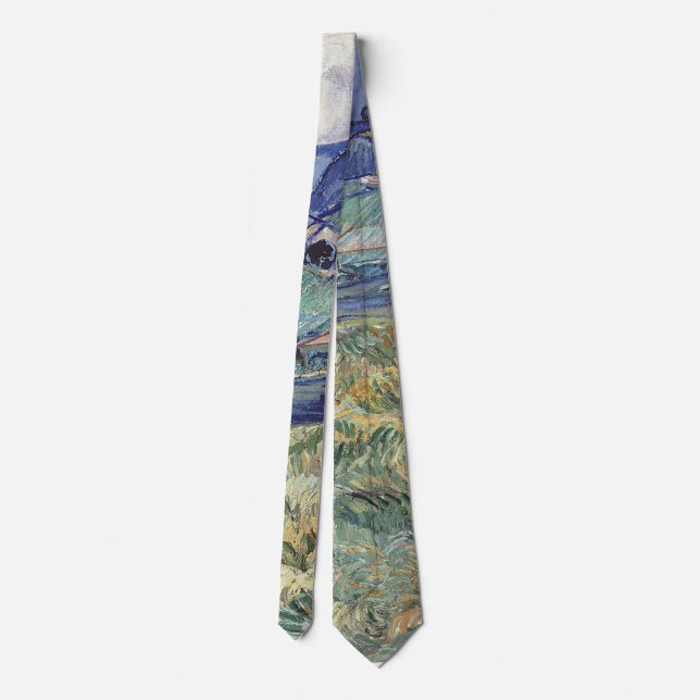 Van Gogh Landschaft von Saint-Rémy Neck Tie Krawatte (Rückseite)