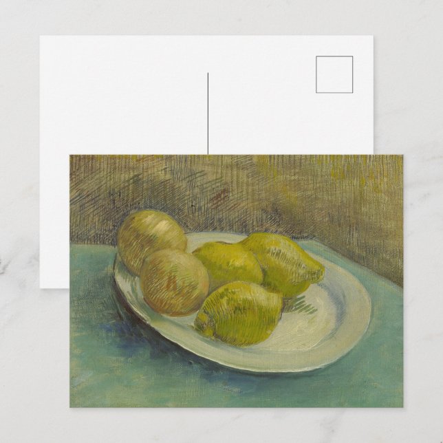 Van Gogh Lemons Plate Yellow Kitchen Art Postkarte (Vorne/Hinten)