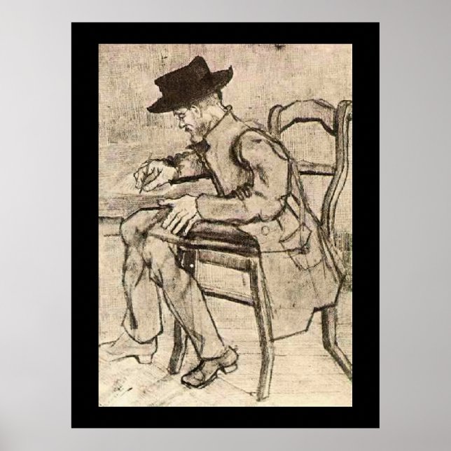 Van Gogh - Man Writing, Facing Links, Poster (Vorne)