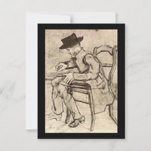 Van Gogh - Man Writing, Facing Links, Postkarte