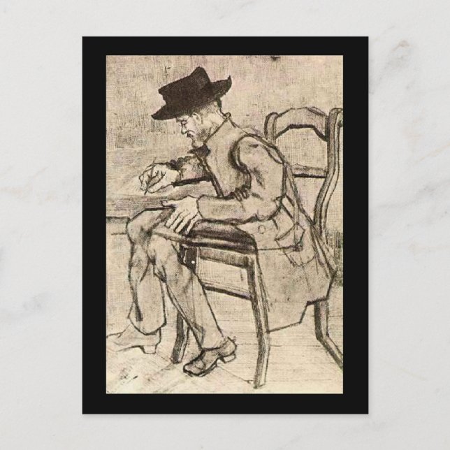 Van Gogh - Man Writing, Facing Links, Postkarte (Vorderseite)