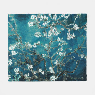 Van Gogh Mandelblüten Dunkles Türkis Fleecedecke