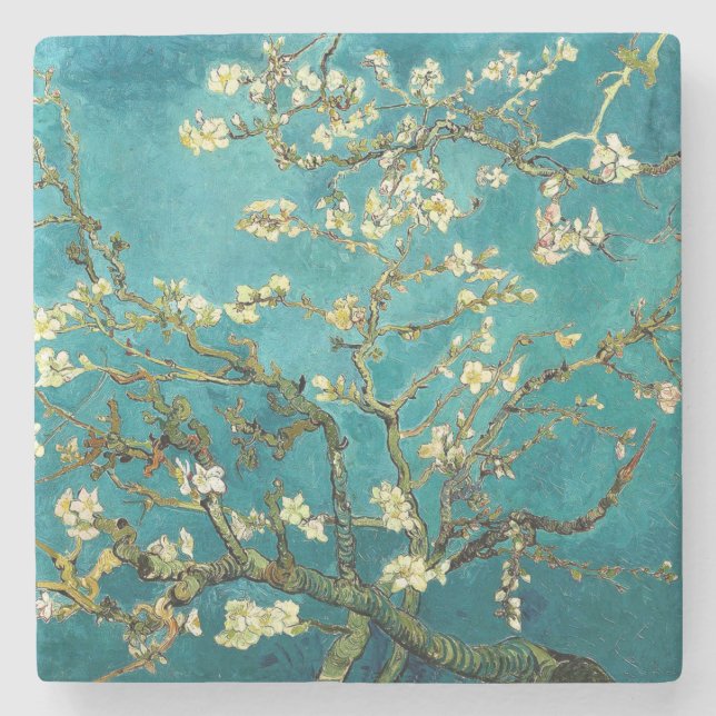 Van Gogh Mandelblüten Klassischer Impressionismus Steinuntersetzer (Vorderseite)