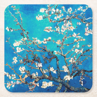 Van Gogh Mandelblüten leuchtendes Türkis Rechteckiger Pappuntersetzer