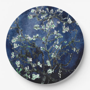 Van Gogh Mandelblüten Mitternachtsblau Pappteller