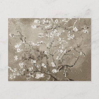 Van Gogh Mandelzweige in Blüte - Sepia Postkarte