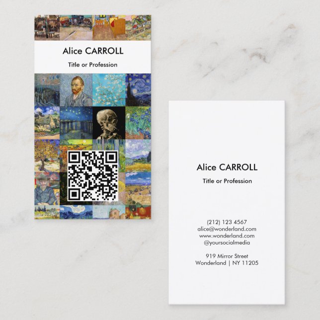 Van Gogh - Meisterwerke - Mosaik-Patchwork - QR-Co Visitenkarte (Vorne/Hinten)