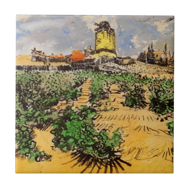 Van Gogh Mill von Alphonse Daudet bei Fontevielle Fliese (Vorderseite)
