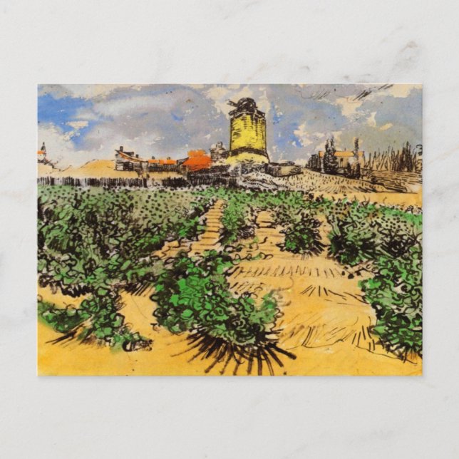 Van Gogh Mill von Alphonse Daudet bei Fontevielle Postkarte (Vorderseite)