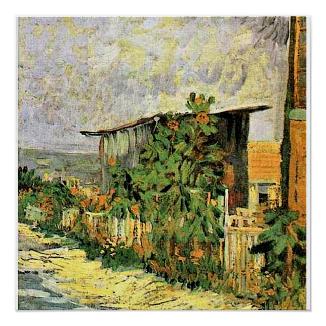 Van Gogh - Montmarte Weg mit Sonnenblumen, Poster (Vorderseite)